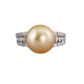 18k Gold South Sea 11.7mm Pearl Diamond Ring