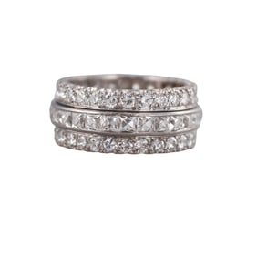Midcentury Platinum 5ctw French Cut Diamond Eternity Band Ring