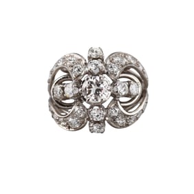 Midcentury Platinum Diamond Ring
