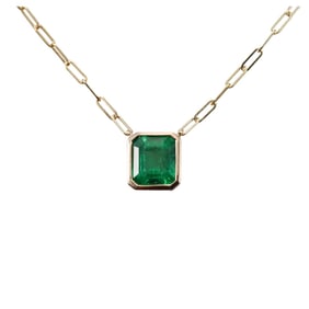 14k Gold 2.08ct Emerald Pendant Necklace