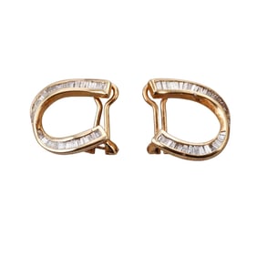 18k Gold Baguette Diamond Earrings