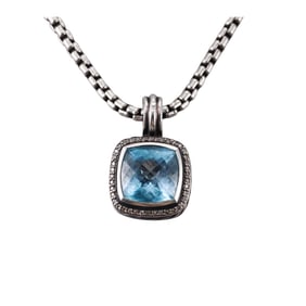 David Yurman Albion Diamond Topaz Silver 14k Gold Pendant Necklace