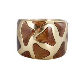 Roberto Coin Giraffe 18k Gold Enamel Wide Band Ring