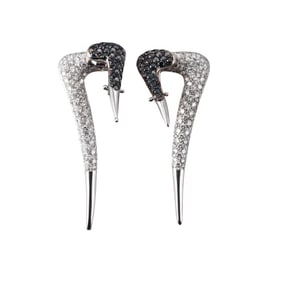 18k Gold White Black Diamond Earrings