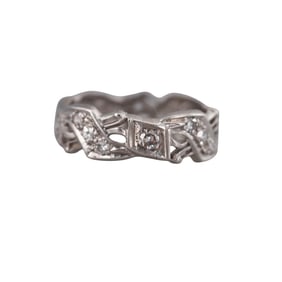 Midcentury Platinum Diamond Band Ring