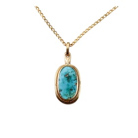 18k Gold Turquoise Pendant on 24k Necklace