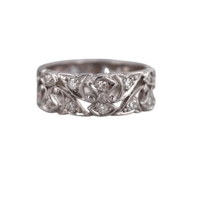 Midcentury Platinum Diamond Band Ring