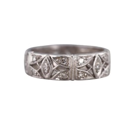 Midcentury Platinum Diamond Band Ring