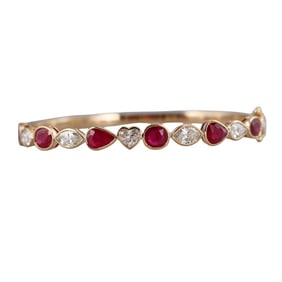 18k Gold 6.30ctw Ruby 3.57ctw Diamond Bangle Bracelet