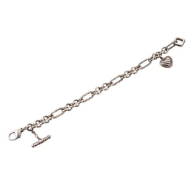 David Yurman Sterling Silver Diamond Heart Charm Bracelet