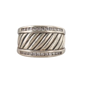 David Yurman Sterling Silver Diamond Cable Ring
