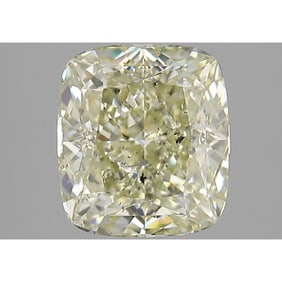 GIA 3.05 ct  Cushion Modified Brilliant  Fancy Light Greenish Yellow  I1 Diamond