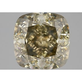 GIA 3.57 ct Cushion Modified Brilliant Fancy Brownish Greenish Yellow SI1