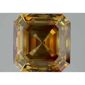 GIA 4.19 ct Square Emerald Cut Fancy Deep Brownish Orangy Yellow SI2