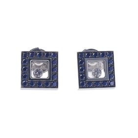 Chopard Happy Diamonds Sapphire Gold Stud Earrings