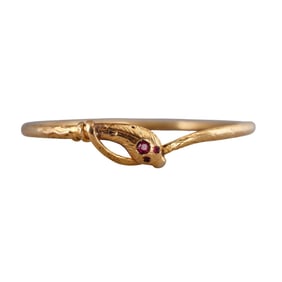 Antique 18k Gold Ruby Snake Bangle Bracelet