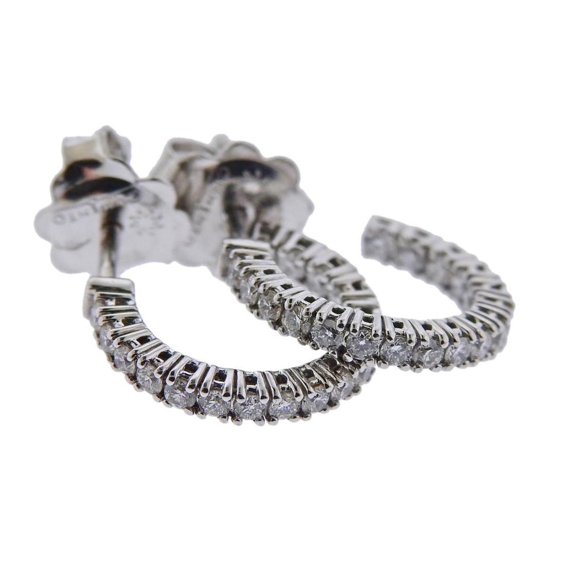 Chimento 18k Gold Diamond Small Hoop Earrings: Metal : 18k White Gold Designer : Chimento Gemstone : Diamonds approx. 0.44ctw G/VS. Measurements : Earrings are 13mm in diameter x 2mm wide. Marked: : Chimento, 408 VI, 750, AH.