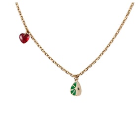 Onirikka 18k Gold Garnet Heart Tsavorite Lime Slice Necklace