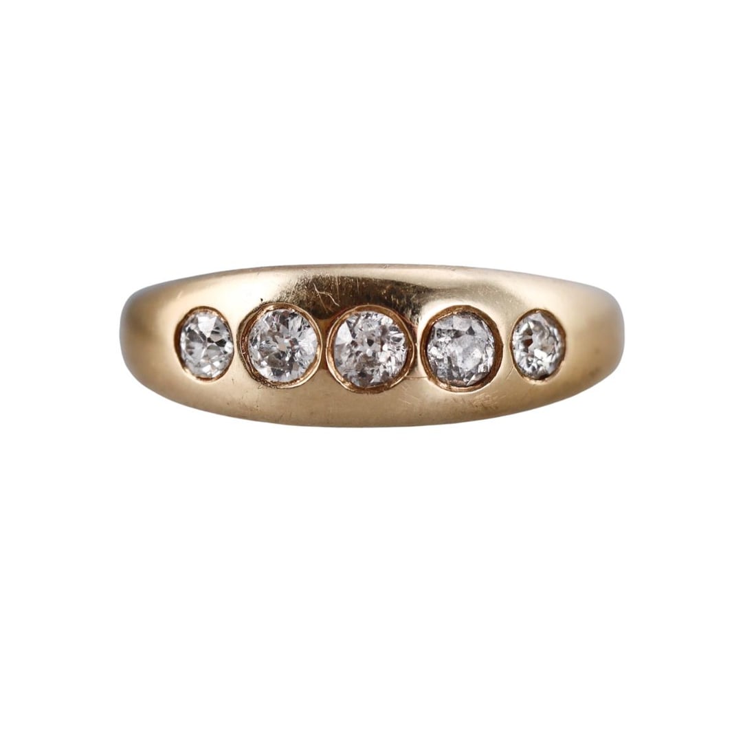 Antique 14k Gold Old Mine Diamond Five Stone Gypsy Ring (1 of 4)