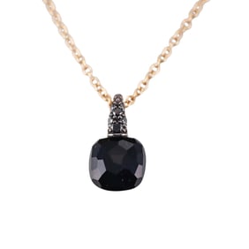 Pomellato Capri Rose Gold Onyx Black Diamond Pendant Necklace
