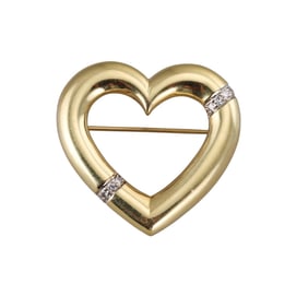 Tiffany & Co Paloma Picasso 18k Gold Diamond Heart Brooch Pin