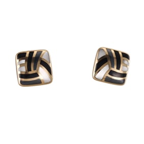 Asch Grossbardt 14k Gold Inlay Gemstone Earrings
