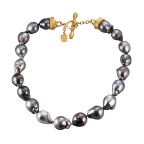 Denise Roberge 22k Gold Baroque Tahitian Pearl Toggle Necklace