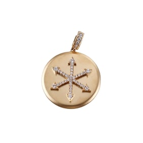 Doves Doron Paloma Satin Finish Gold Diamond Medallion Pendant