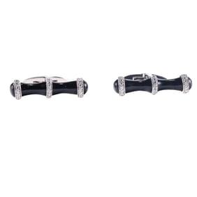18k Gold Diamond Onyx Cufflinks