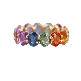 18k Gold 7ctw Multi Color Sapphire Eternity Band Ring
