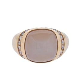 Bucherer 18k Rose Gold Moonstone Diamond Ring