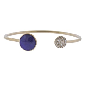 Kabana 14k Gold Lapis Diamond Cuff Bracelet
