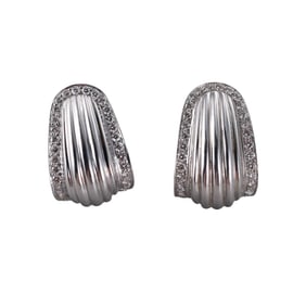 18k Gold Diamond Half Hoop Earrings