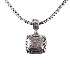 John Hardy Diamond Sterling Silver Classic Chain Pendant Necklace