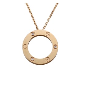 Cartier Love 18k Gold Diamond Circle Pendant Necklace