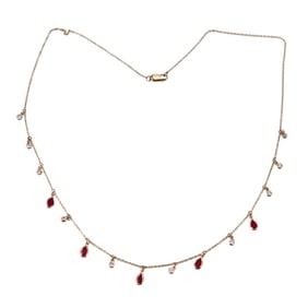 14k Gold Diamond Ruby Necklace