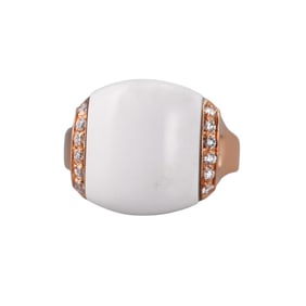 Chimento 18k Rose Gold Diamond White Agate Ring