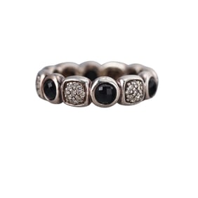 David Yurman Sterling Silver Diamond Onyx Band Ring