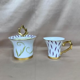 Bernardaud Limoges France Frivole Sugar Bowl & Creamer Lot