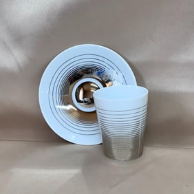 Bernardaud France Platinum Loop Cup & Saucer Set of 2