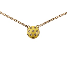 Onirikka 18k Gold Diamond Yellow Enamel Polka Dot Necklace