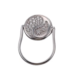 Carrera y Carrera Aqua Diamond Yin Yang Gold Flip Ring Small Model