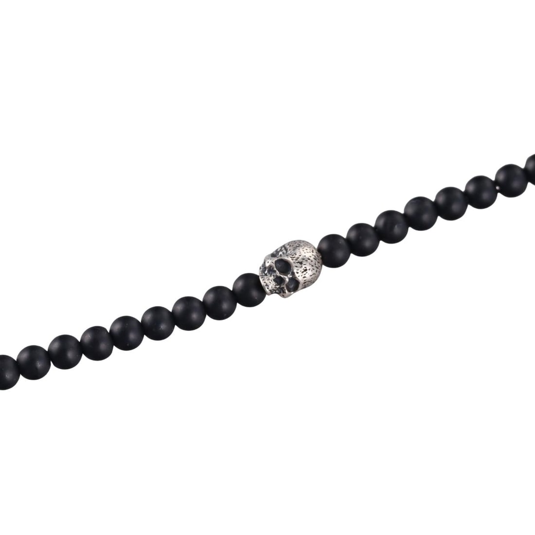 David Yurman Sterling Silver Jet Bead Skull Bracelet (1 of 4)