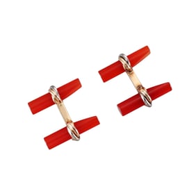 Cartier Trinity 18k Gold Carnelian Bar Cufflinks