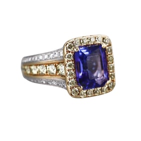 4.28ct Tanzanite 18k Gold Platinum Diamond Ring