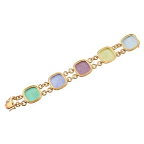 Elizabeth Locke Venetian Glass Intaglio 19k Gold Bracelet