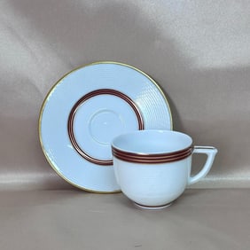 Bernardaud Palatino France Flat Cup & Saucer Red Set for 6 People