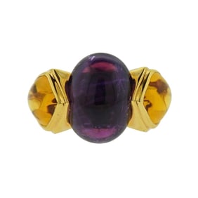 Marina B Amethyst Peridot Citrine Gold Ring