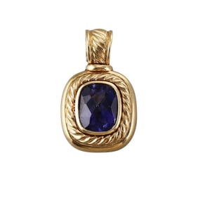 David Yurman Albion 18k Gold Iolite Pendant Enhancer