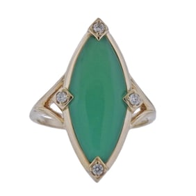 Kabana 14k Gold Chrysoprase Diamond Ring